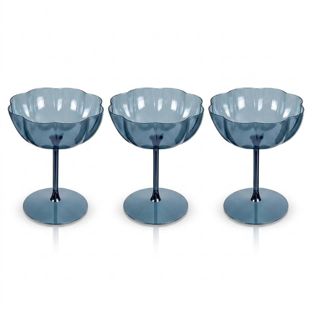 Midnight Blue Petal Coupe Dessert Glass Set