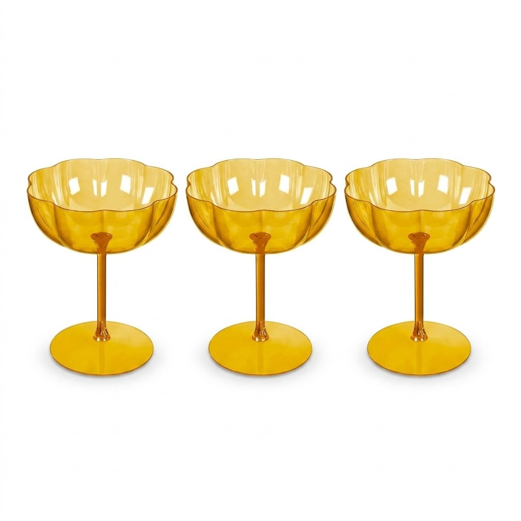 Golden Amber Petal Coupe Dessert Glass Set