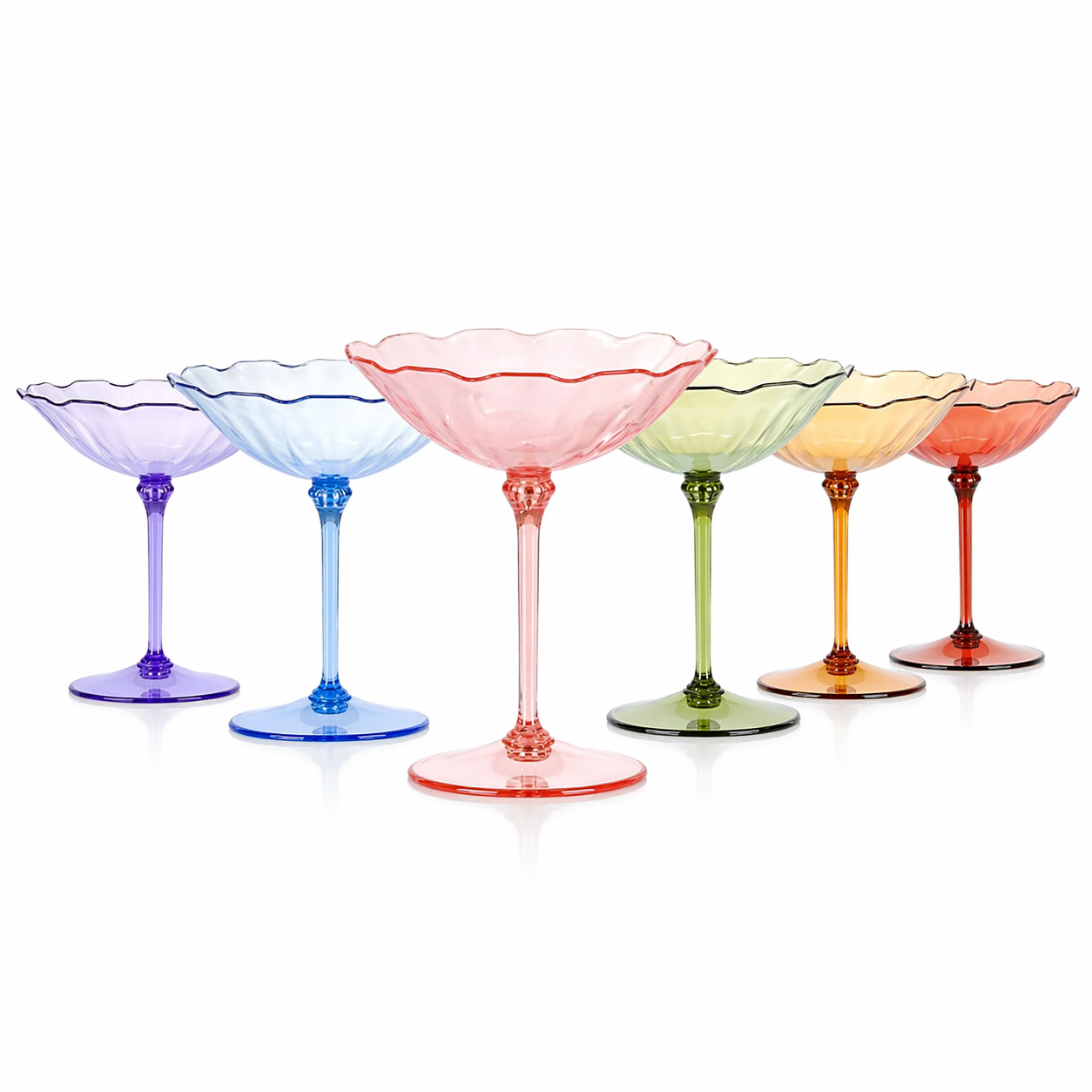Rainbow Petal Coupe Dessert Glass Set
