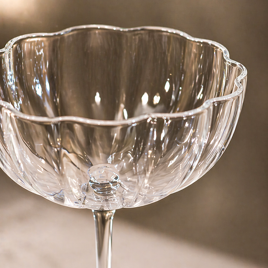 Clear Crystal Petal Coupe Dessert Glass Set