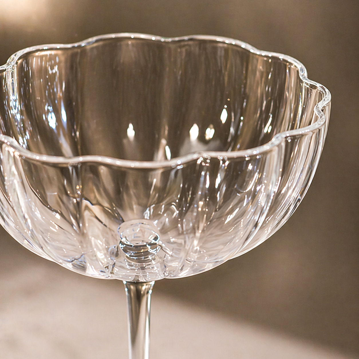 Clear Crystal Petal Coupe Dessert Glass Set