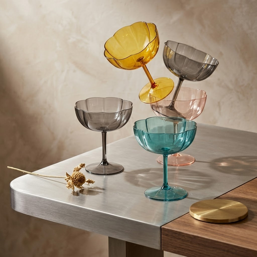 Colorful Petal Coupe Dessert Glass Set