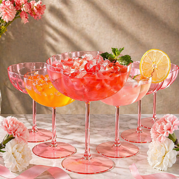 Blush Pink Petal Coupe Dessert Glass Set