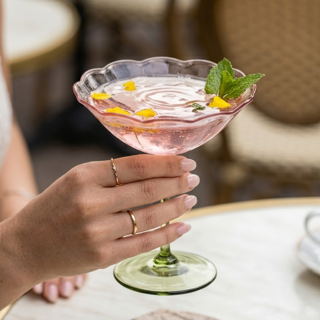 Pastel Petal Coupe Dessert Glass Set