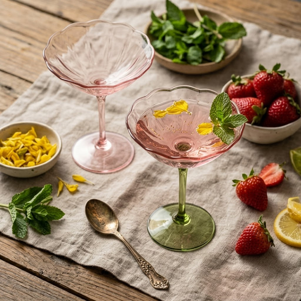 Pastel Petal Coupe Dessert Glass Set