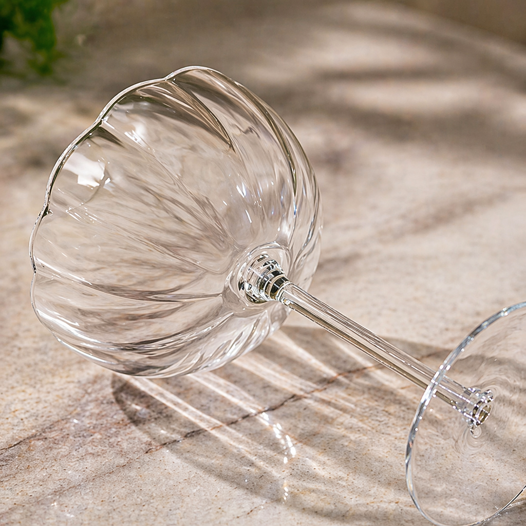 Clear Crystal Petal Coupe Dessert Glass Set