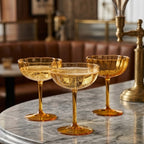 Golden Amber Petal Coupe Dessert Glass Set