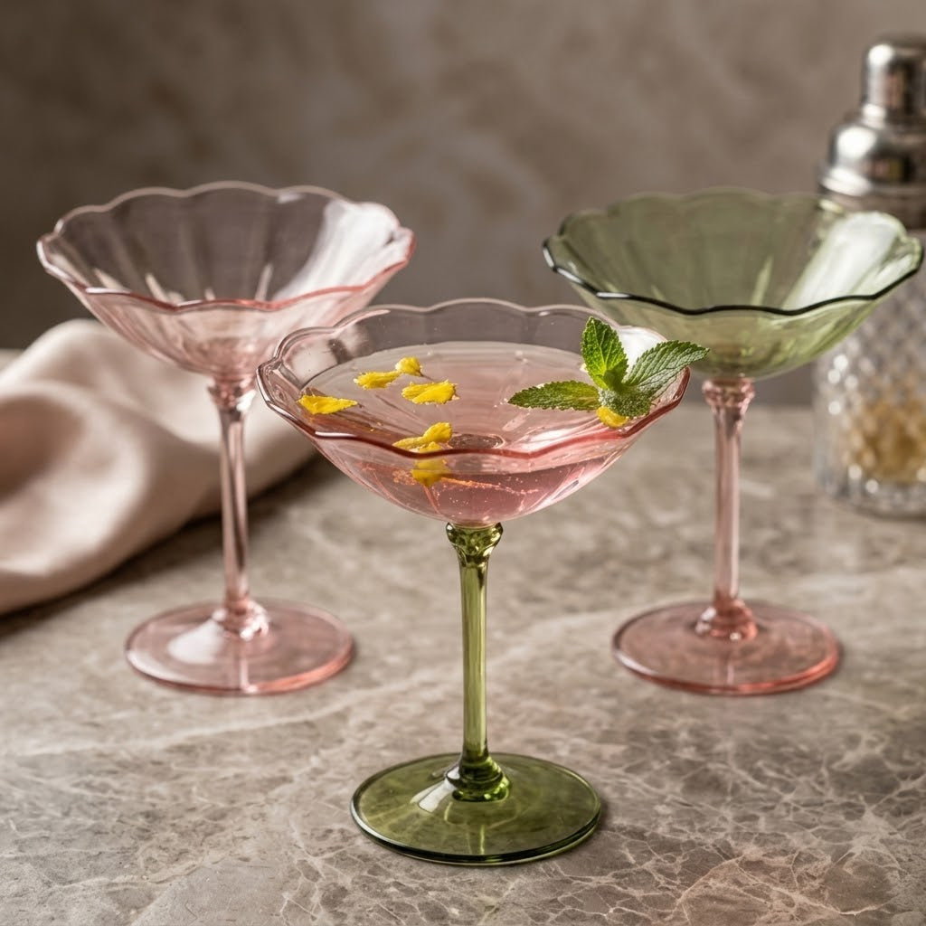 Pastel Petal Coupe Dessert Glass Set