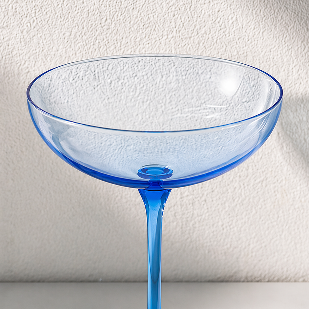 Soft Blue Coupe Glass Set