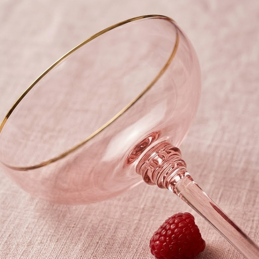 Blush Pink Gold Rim Coupe Glass Set