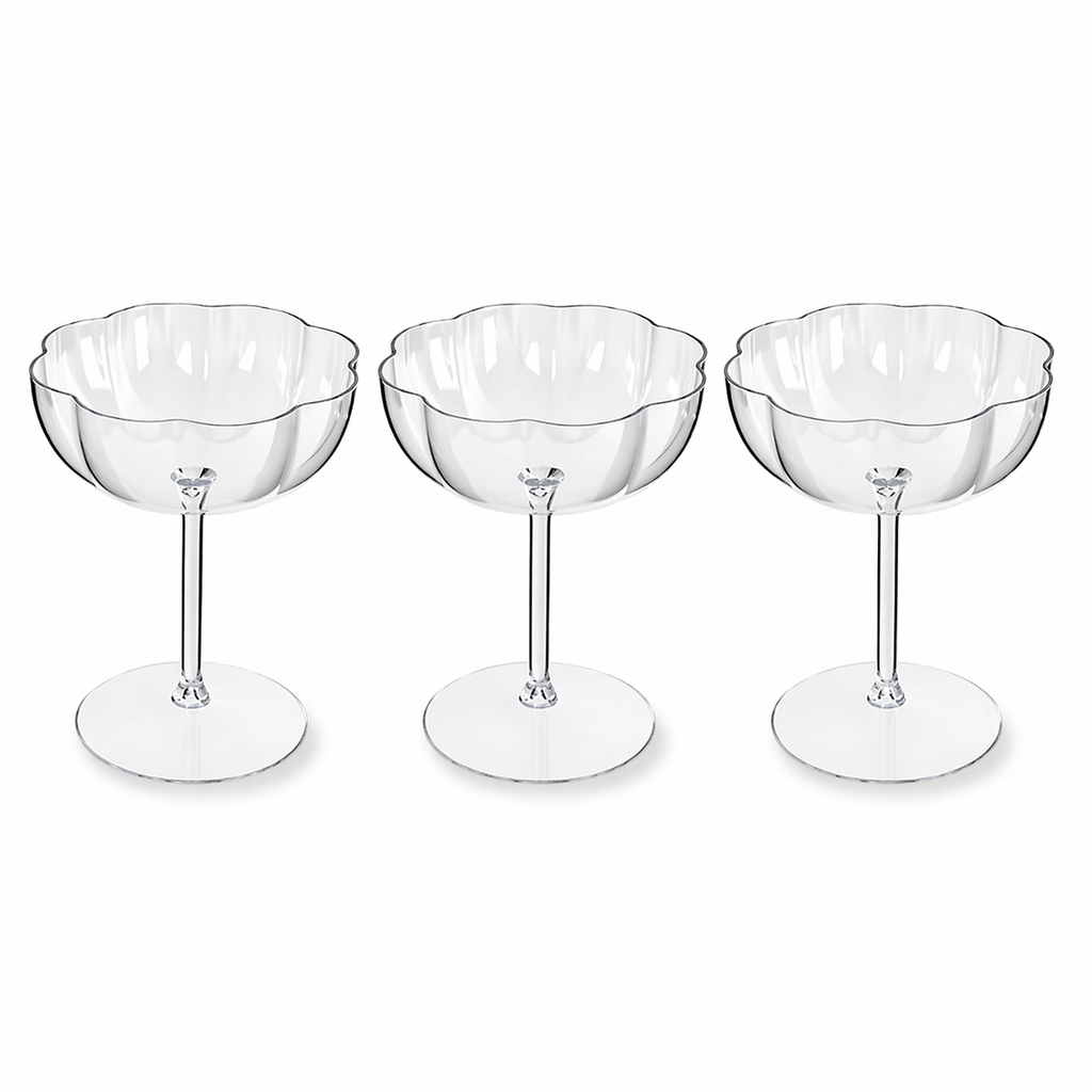 Clear Crystal Petal Coupe Dessert Glass Set