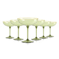 Sage Green Gold Rim Coupe Glass Set