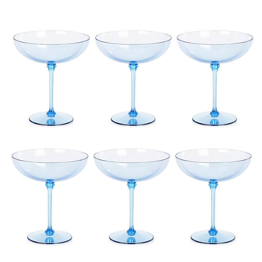 Soft Blue Coupe Glass Set