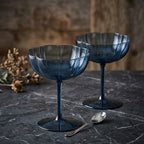 Midnight Blue Petal Coupe Dessert Glass Set
