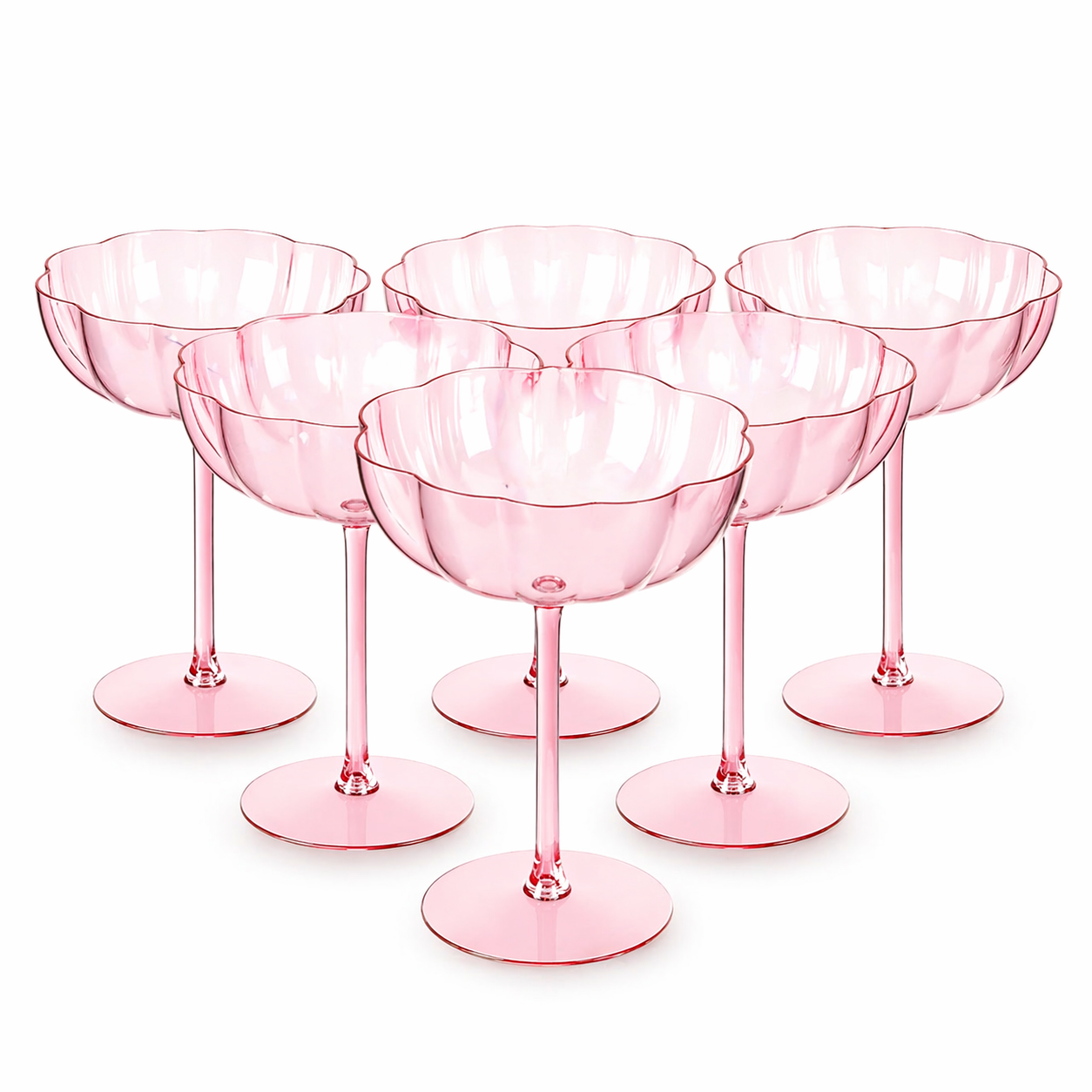 Blush Pink Petal Coupe Dessert Glass Set