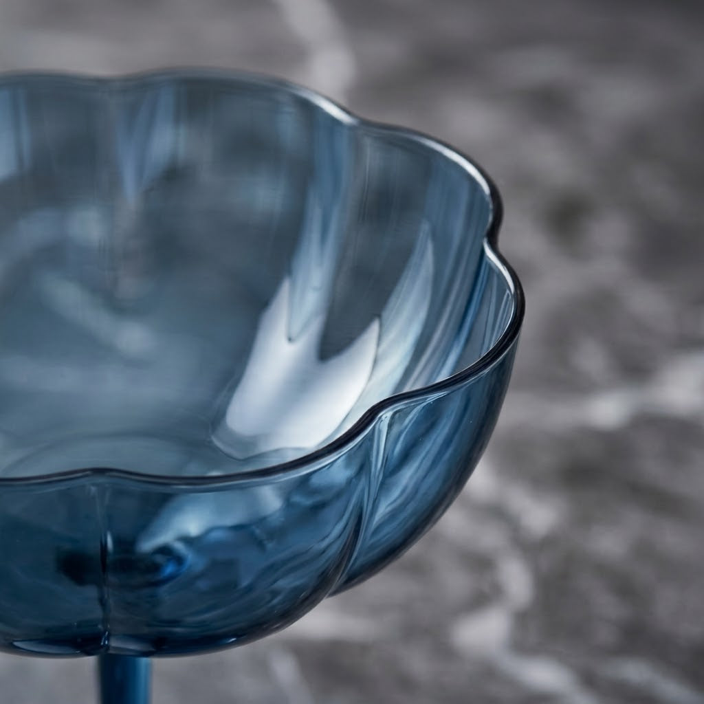 Midnight Blue Petal Coupe Dessert Glass Set