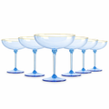 Sky Blue Gold Rim Coupe Glass Set