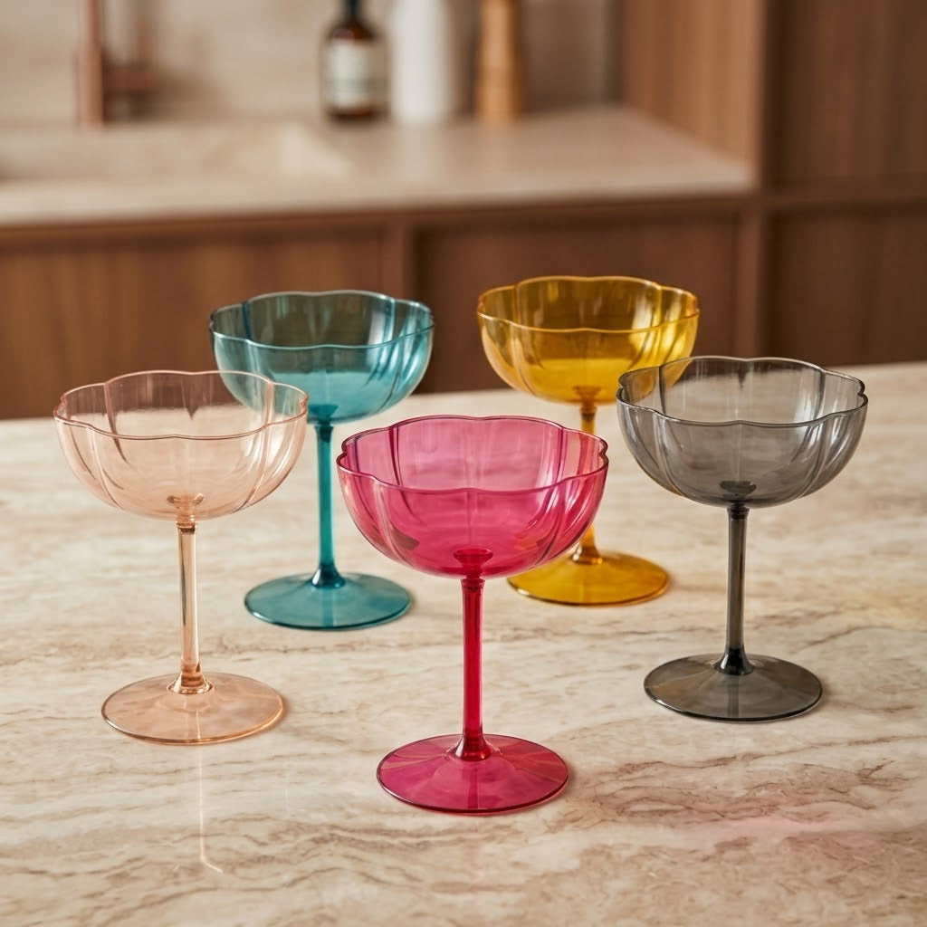Colorful Petal Coupe Dessert Glass Set