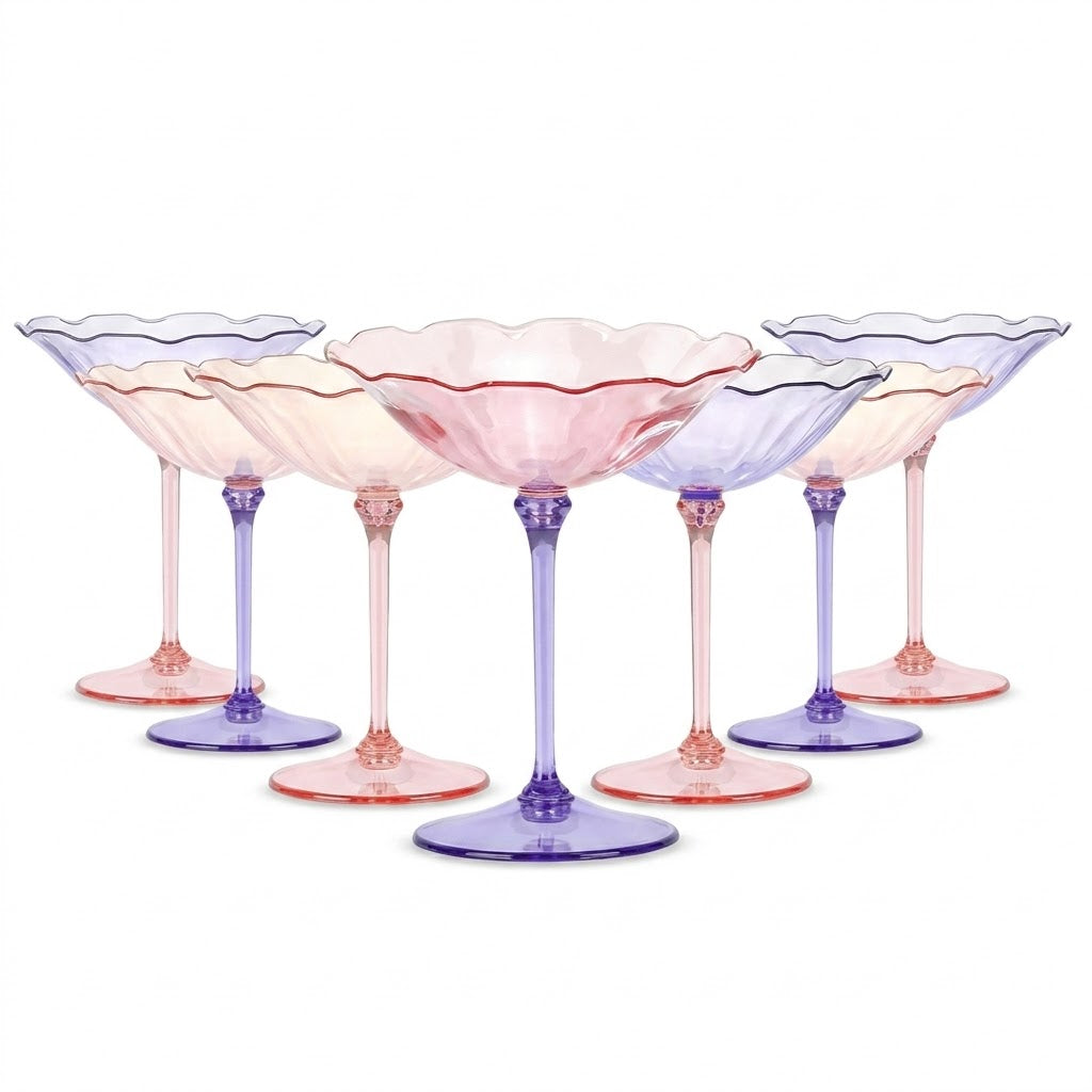 Pastel Bloom Coupe Dessert Glass Set